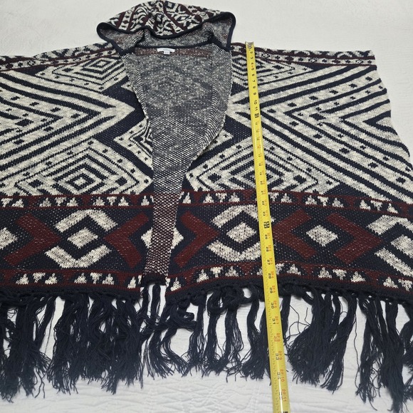Great Northwest Indigo Tribal Boho Fringe Festival‎ Cardigan Poncho Hooded 2X/3X - Picture 8 of 15